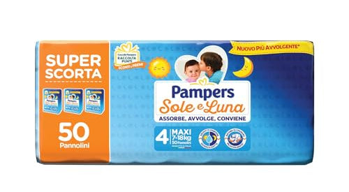Pannolini Pampers Sole e Luna Pacco Triplo ad alta assorbenza per neonati e bambini tg 4