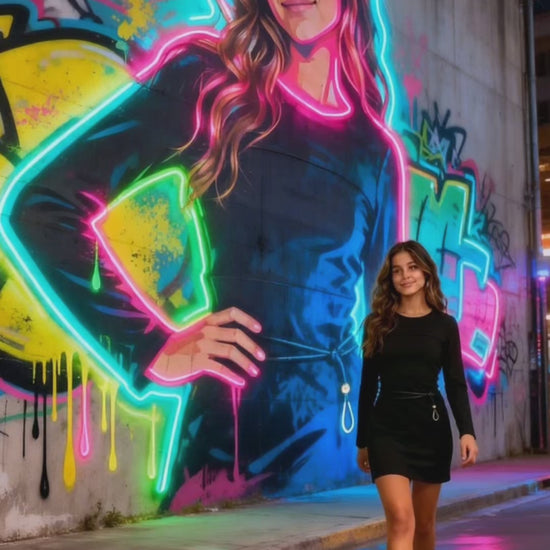 Vestito nero Mavie-Paris per ragazza con maniche lunghe e cintura sottile in vita.