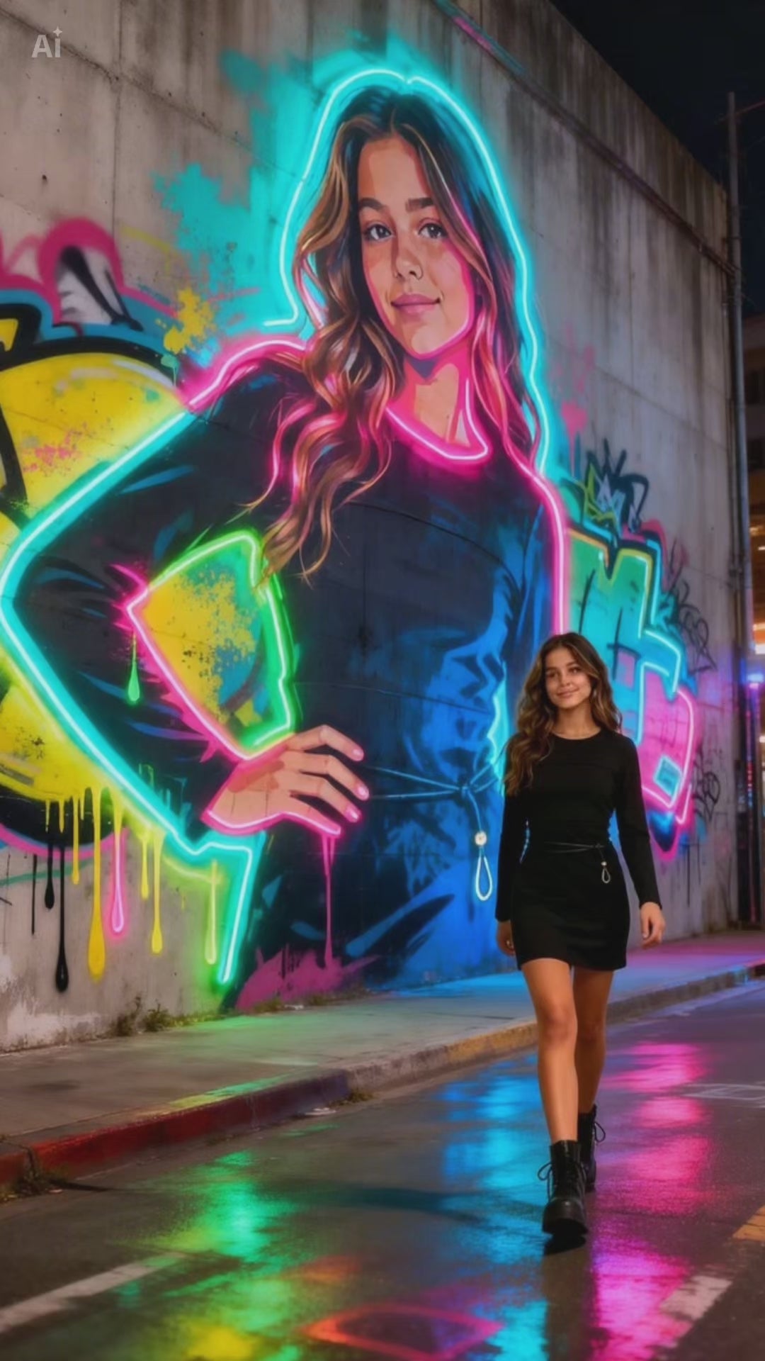 Vestito nero Mavie-Paris per ragazza con maniche lunghe e cintura sottile in vita.