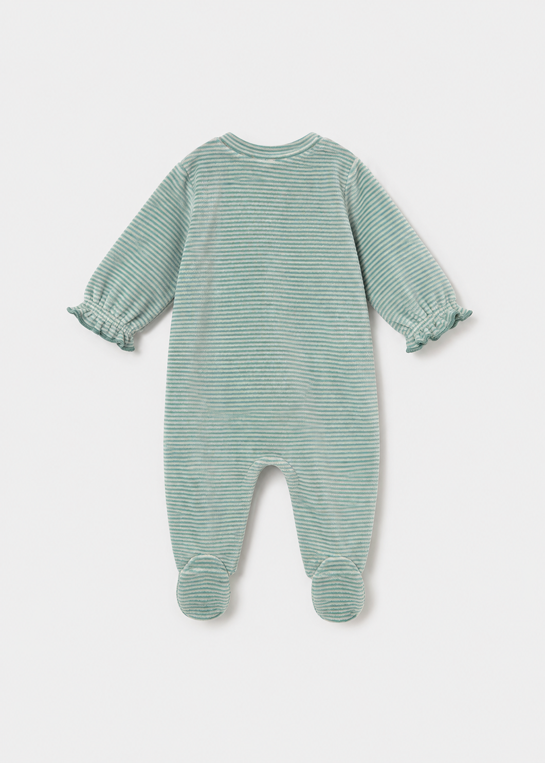 Retro tutina neonata a righe verde acqua ed écru Mayoral