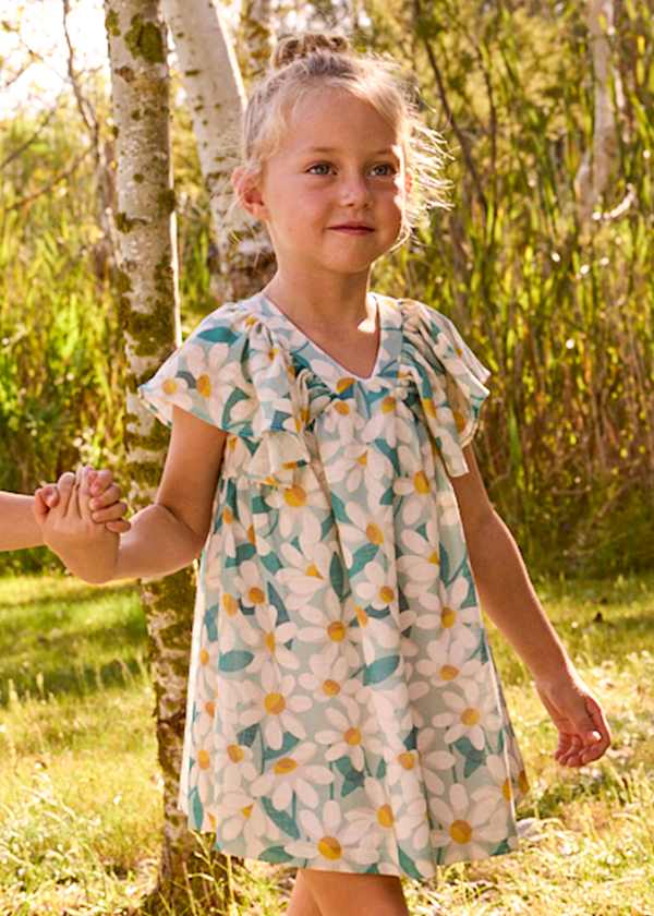 Abito bambina fantasia margherite verde acqua Mayoral