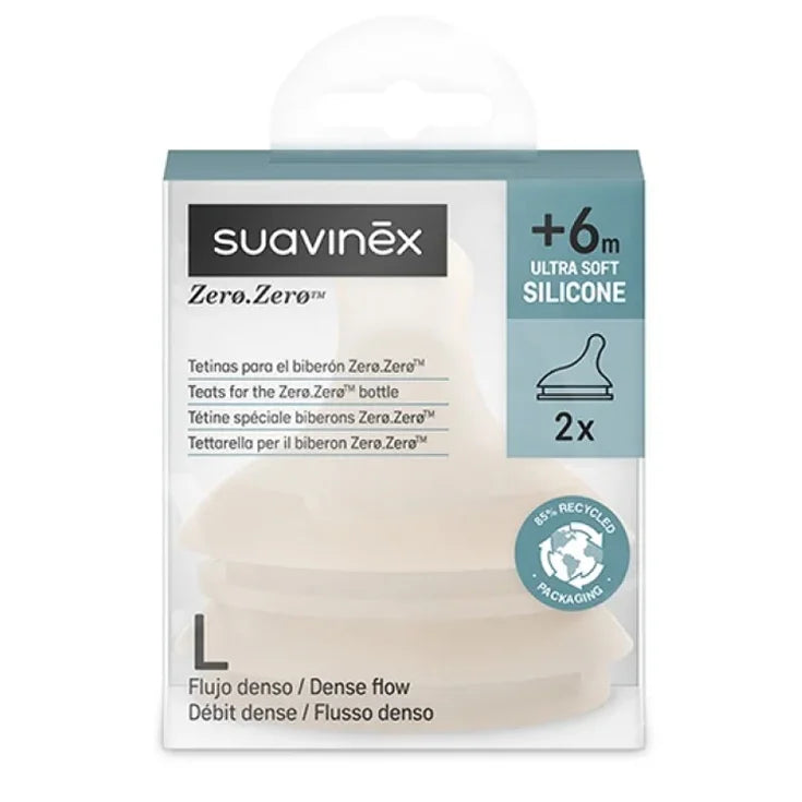 Suavinex Tettarella Zero.Zero in Silicone Flusso Denso L (2 pz) – Light